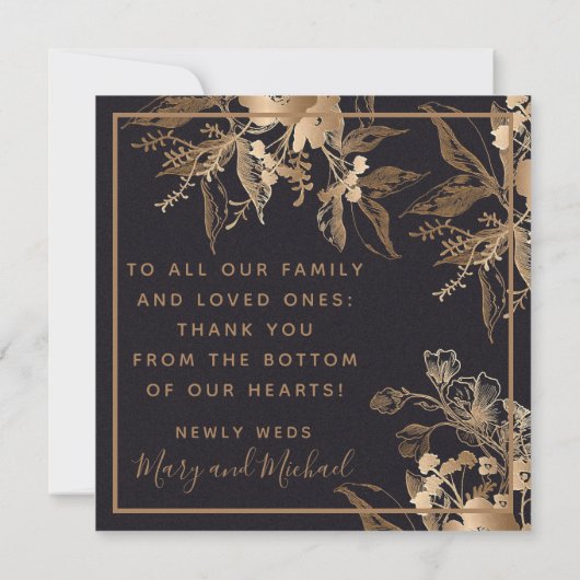 Gold Floral Metallic Arrangement Weddenschap Harte (Achterkant)