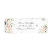 Gold Floral Modern Wedding Return Label (Voorkant)