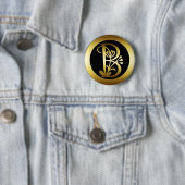 GOLD FLORAL MONOGRAM LETTER B RONDE BUTTON 5,7 CM (In situ)