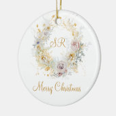 Gold Floral Monogram Logo Kerstmis Keramisch Ornament (Links)