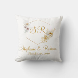 Gold Floral Monogram Logo Wedding Gift Kussen