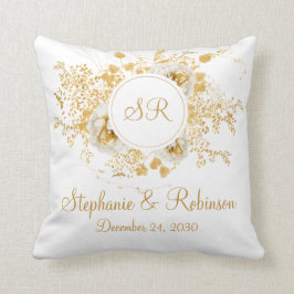 Gold Floral Monogram Logo Wedding Gift Kussen