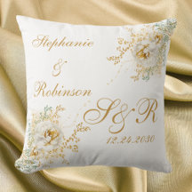 Gold Floral Monogram Logo Wedding