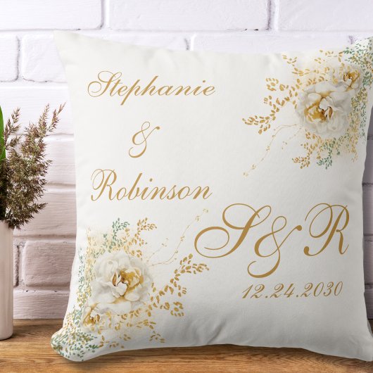 Gold Floral Monogram Logo Wedding Kussen