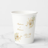 Gold Floral Monogram Logo Wedding Papieren Bekers (Achterkant)