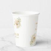 Gold Floral Monogram Logo Wedding Papieren Bekers (Rechts)