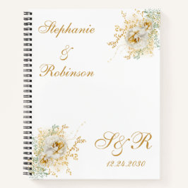 Gold Floral Monogram Logo Wedding Planner Notitieboek