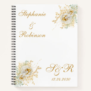 Gold Floral Monogram Logo Wedding Planner Notitieboek
