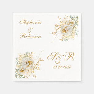 Gold Floral Monogram Logo Wedding Servet