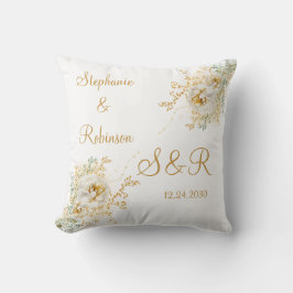 Gold Floral Monogram Logo Wedding Sierkussen