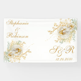 Gold Floral Monogram Logo Wedding Spandoek