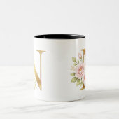 Gold Floral Monogram N Mug Tweekleurige Koffiemok (Center)