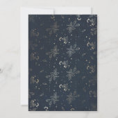 Gold Floral Monogram  Navy Graduation Party Kaart (Achterkant)