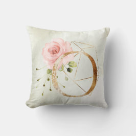 Gold Floral Monogram O Pillow Kussen