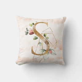 Gold Floral Monogram S Pillow Kussen
