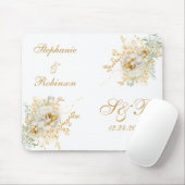Gold Floral Monogram Wedding Muismat (Met muis)
