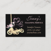 Gold Floral Mop & Bubbles House Cleaning Service Visitekaartje (Voorkant)