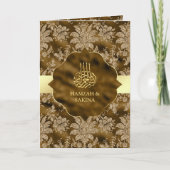 Gold Floral Moss Brown Islamic Muslim Weduwen (Voorkant)