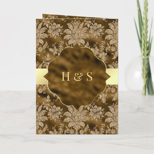 Gold Floral Moss Brown Islamic Muslim Weduwen (Achterkant)