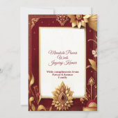 Gold Floral Motif Asymmetric Grand Indian Wedding  Save The Date (Achterkant)