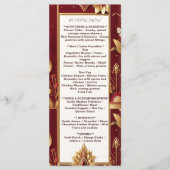 Gold Floral Motif Ornate Asymmetric Indian Wedding Menu (Voorkant)