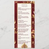 Gold Floral Motif Ornate Asymmetric Indian Wedding Programmakaart (Voorkant)