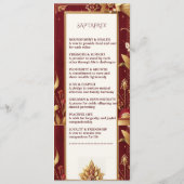 Gold Floral Motif Ornate Asymmetric Indian Wedding Programmakaart (Achterkant)