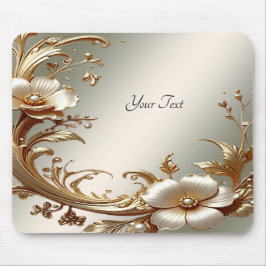 Gold Floral Mousepad Muismat