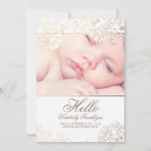 Gold Floral Newborn Baby Foto geboorteaankondiging Aankondiging (Voorkant)