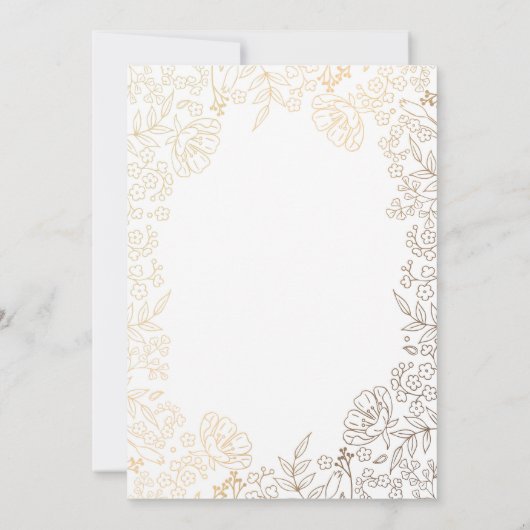 Gold Floral Newborn Baby Foto geboorteaankondiging Aankondiging (Achterkant)