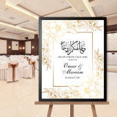 Gold Floral Nikkah Wedding Sign Poster