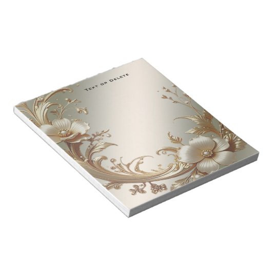 Gold Floral Notepad Notitieblok (Schuin)