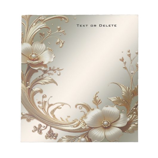 Gold Floral Notepad Notitieblok (Voorkant)