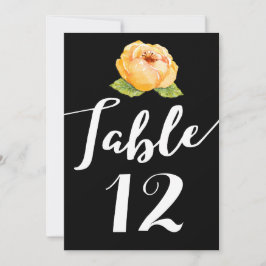 Gold Floral op Black Wedding Table Number Kaart