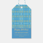 Gold Floral op blauw Cadeaulabel (Voorkant)