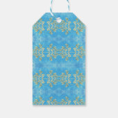 Gold Floral op blauw Cadeaulabel (Achterkant)