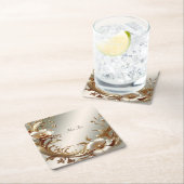 Gold Floral Paper Coaster Kartonnen Onderzetters (Insitu)