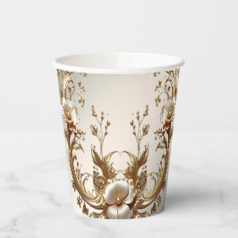 Gold Floral Paper Cups Papieren Bekers