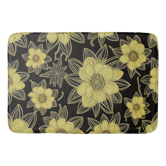Gold Floral Pattern Bath Mat (Voorkant)