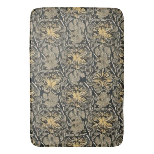 Gold Floral Pattern Bath Mat (Voorkant Verticaal)