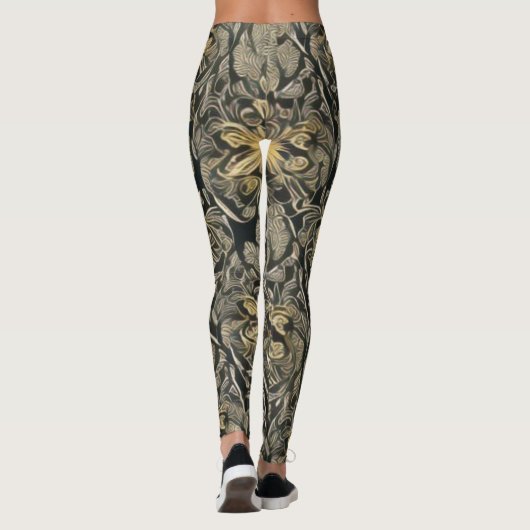 Gold Floral Pattern-Leggings Leggings (Achterkant)