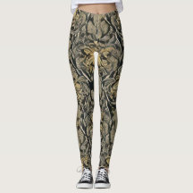 Gold Floral Pattern-Leggings