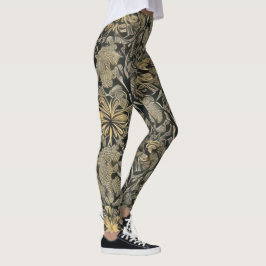 Gold Floral Pattern-Leggings Leggings