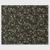 Gold Floral Pattern met diamanten Wrapping Paper Cadeaupapier (Vlak)