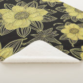 Gold Floral Pattern Sherpa Blanket Deken (3/4)
