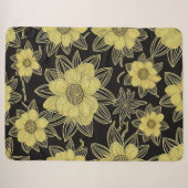Gold Floral Pattern Sherpa Blanket Deken (Voorkant (horizontaal))