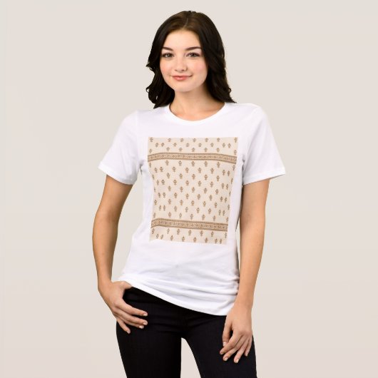 Gold Floral Pattern Tri-Blend Shirt (Voorkant volledig)