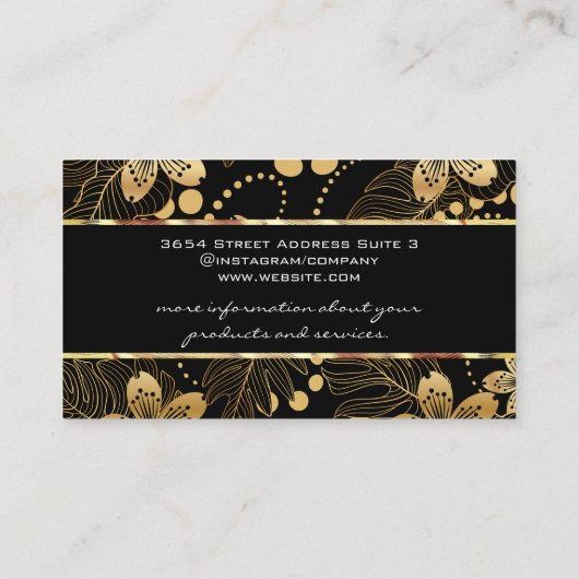 Gold Floral Pattern Visitekaartje (Achterkant)