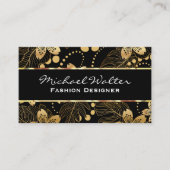 Gold Floral Pattern Visitekaartje (Voorkant)