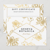 Gold Floral Pattern White Cadeaubon (Voorkant / Achterkant)